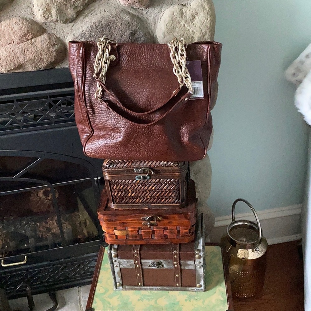 Elliott Lucca NWTS leather tote shoulder bag chain